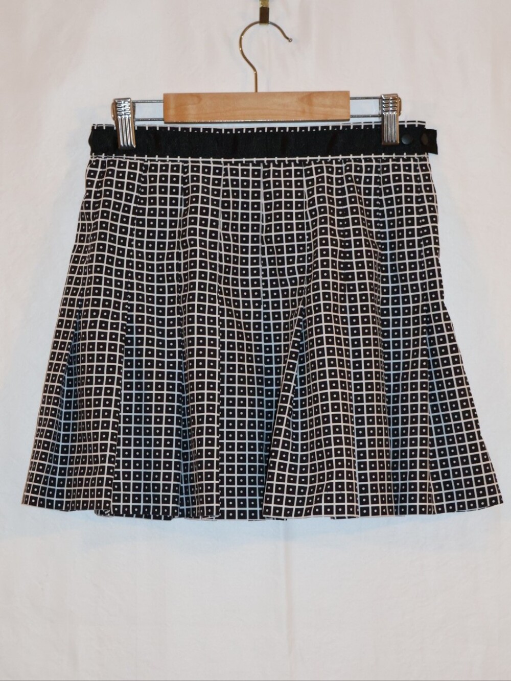 Vintage Tail Tech Black & White Geometric Square-Print Pleated Tennis/Golf Skirt